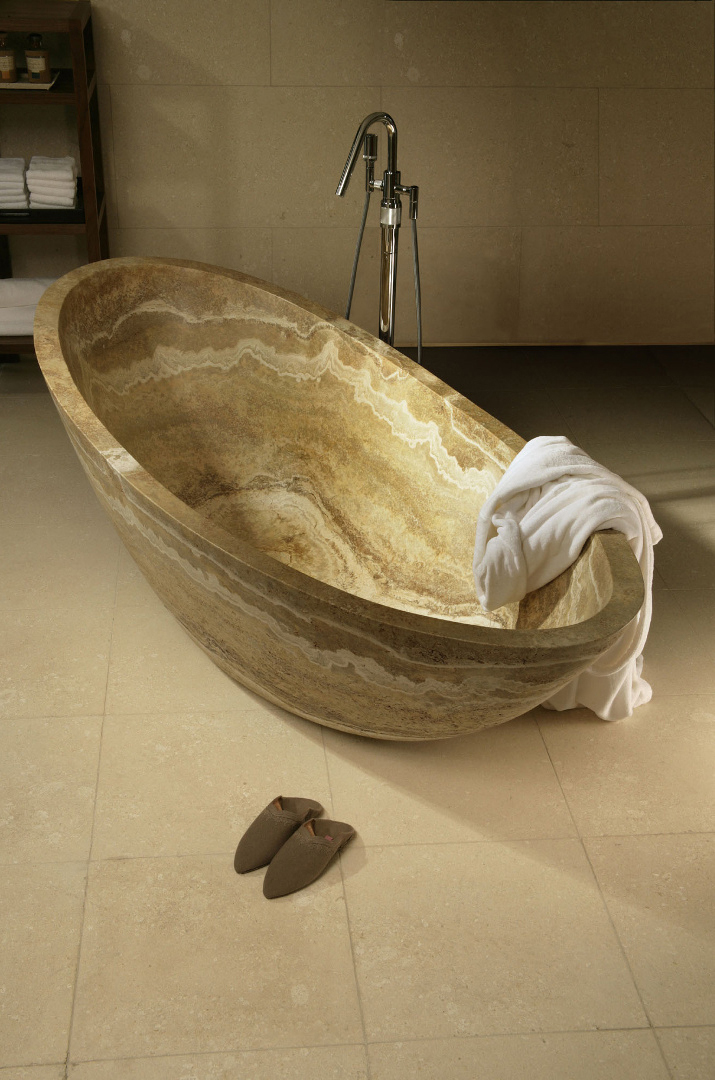 Travertine bathtub
