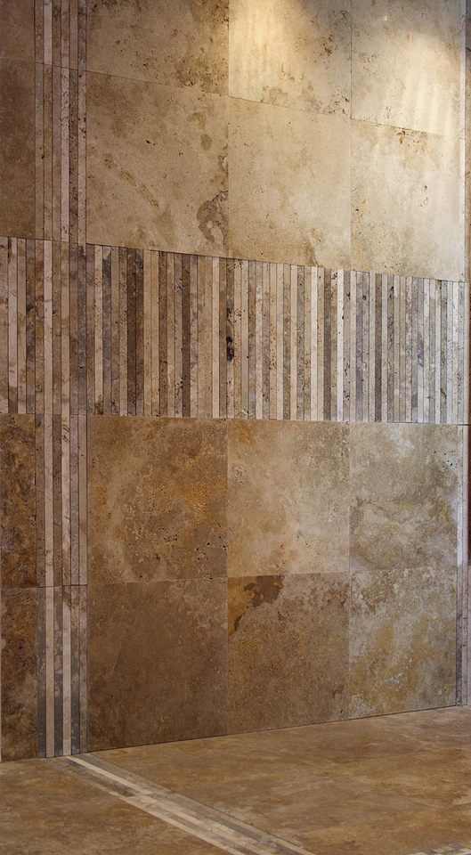 Bathroom with Rapolano stone mosaic