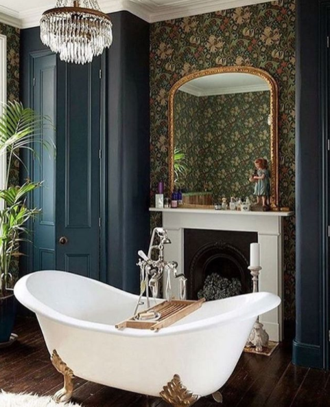 Fireplace in bathroom