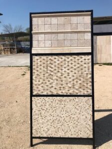 River pebbles in travertine with borders