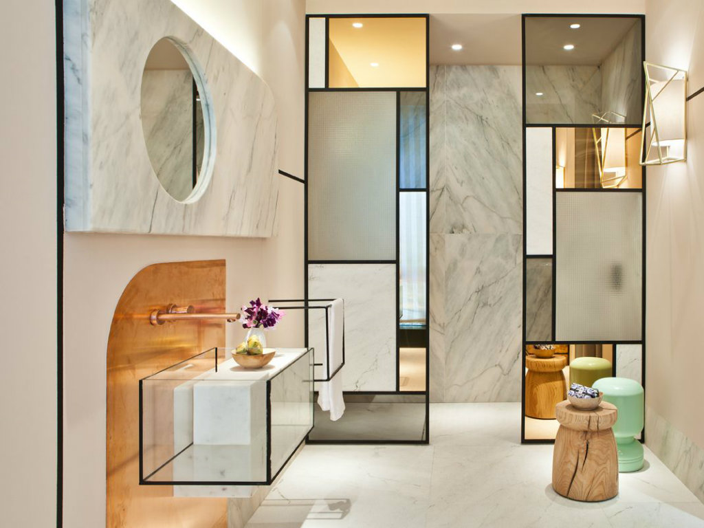 Bathroom with marble inserts
