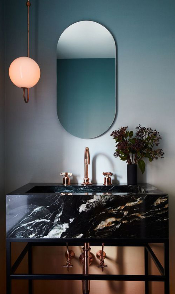 Black marble home interior