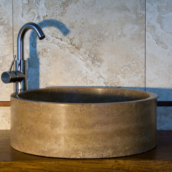 Travertine countertop sink