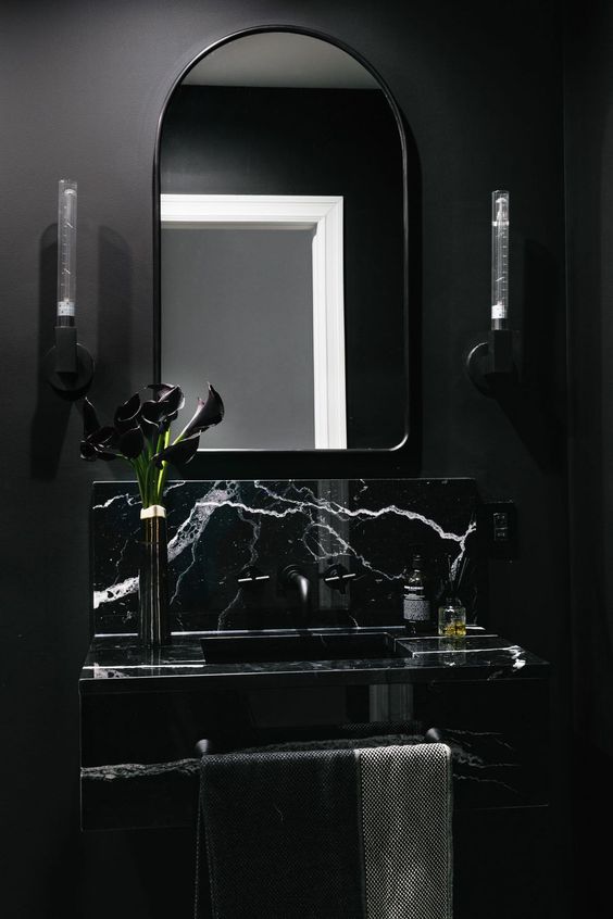 Black marble used in the bathroom