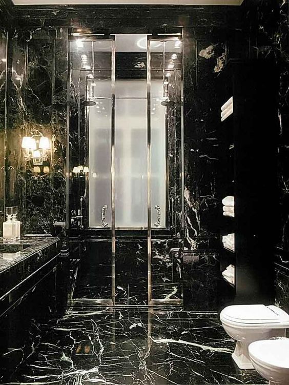 Black marble in the bathroom