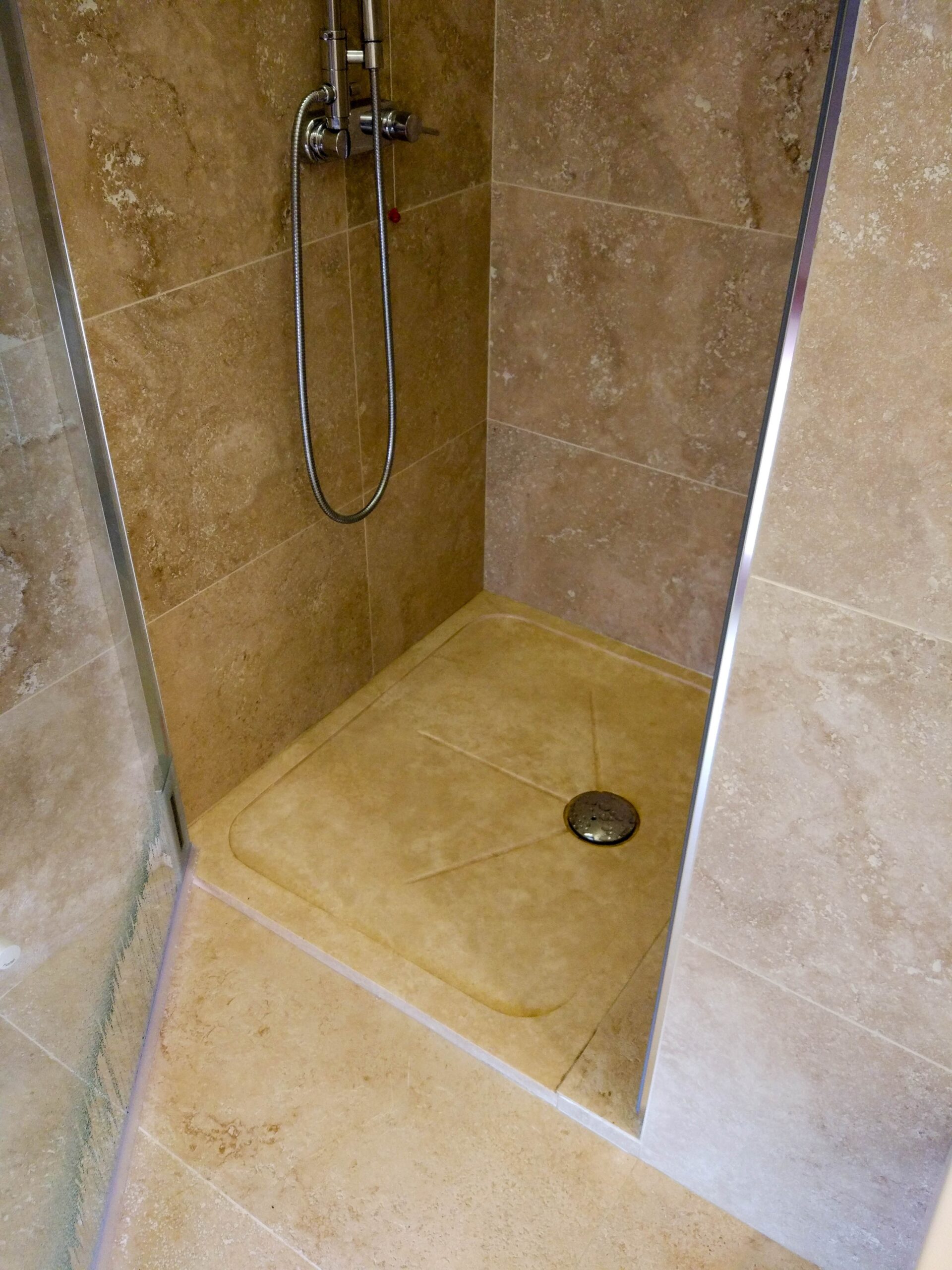 light travertine shower tray